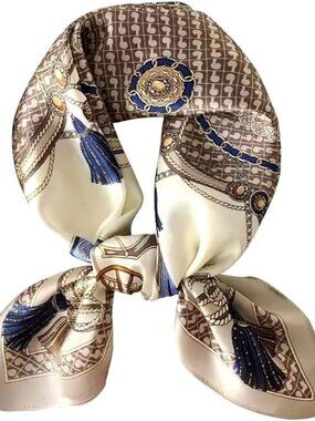 Women's  Carriage-Tan Mulberry Square Scarf Hair Digital Printed Headscarf Silk